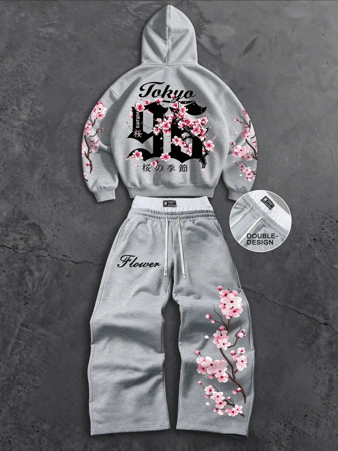 Men's Fall Winter 2-Piece Set, Graphic Print Hoodie + Loose-Fit Pants, Casual Outdoor Wear, Comfortable Daily