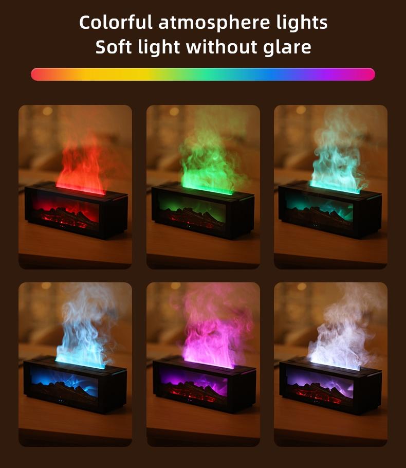 Upgrade Version 7-Color Flame Fireplace Essential Oil Diffuser, 150ML USB Desktop Quiet Cool Mist Humidifier, Humidifier for Home, USB Powered Humidifier, Timer Auto Shut-Off