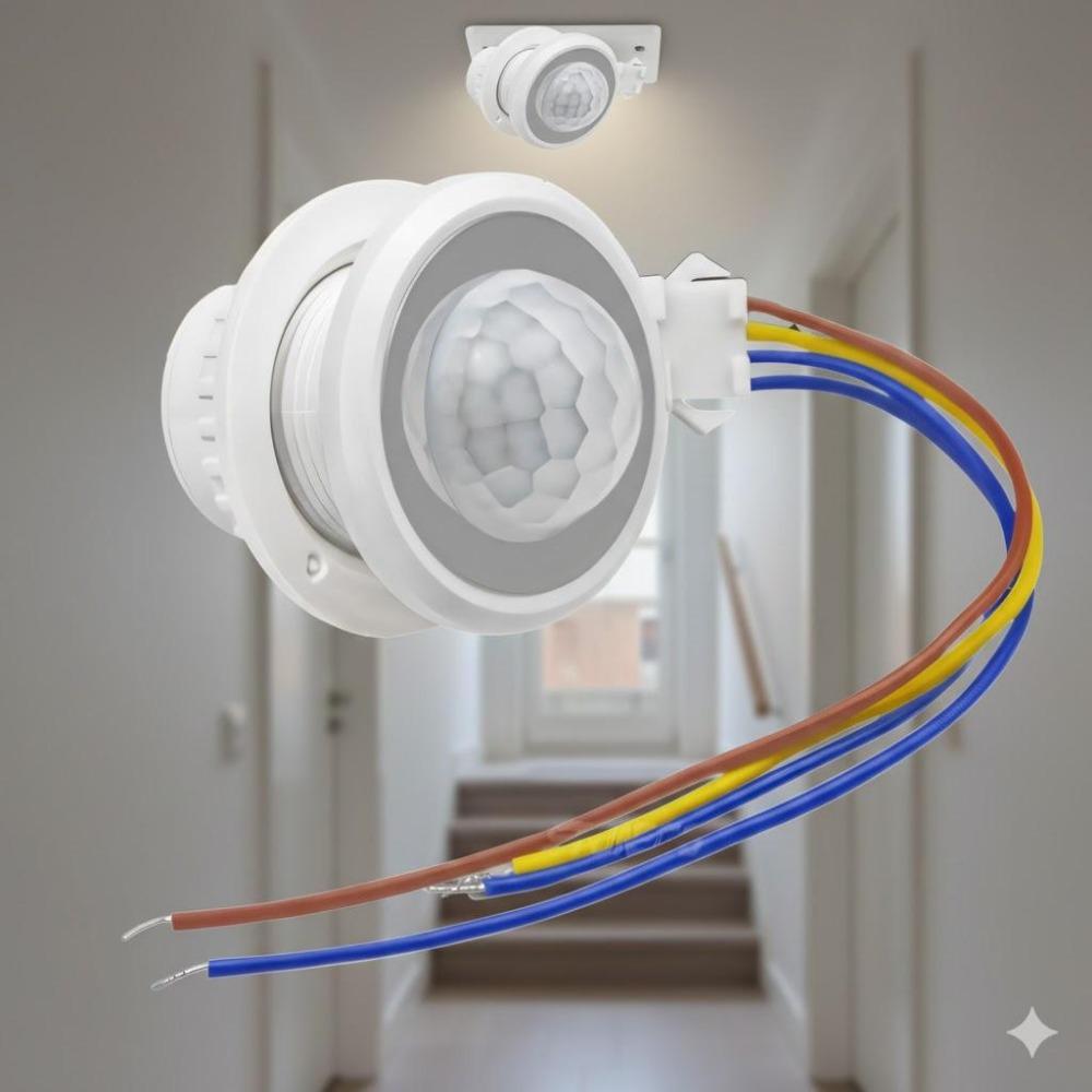 PIR Motion Sensor Light Switch, 0-180s Adjustable Timer, Indoor/Outdoor Wall-Mounted Energy Saving Automatic Control Module, Hidden Security Device