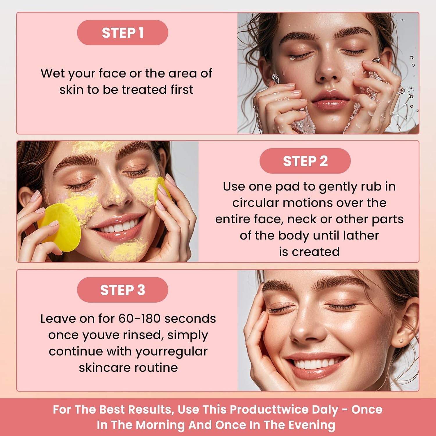 Kojic Acid Turmeric Facial Cleansing Pads Skin Care Exfoliate for Acne, Dark Spots and Skin Repair