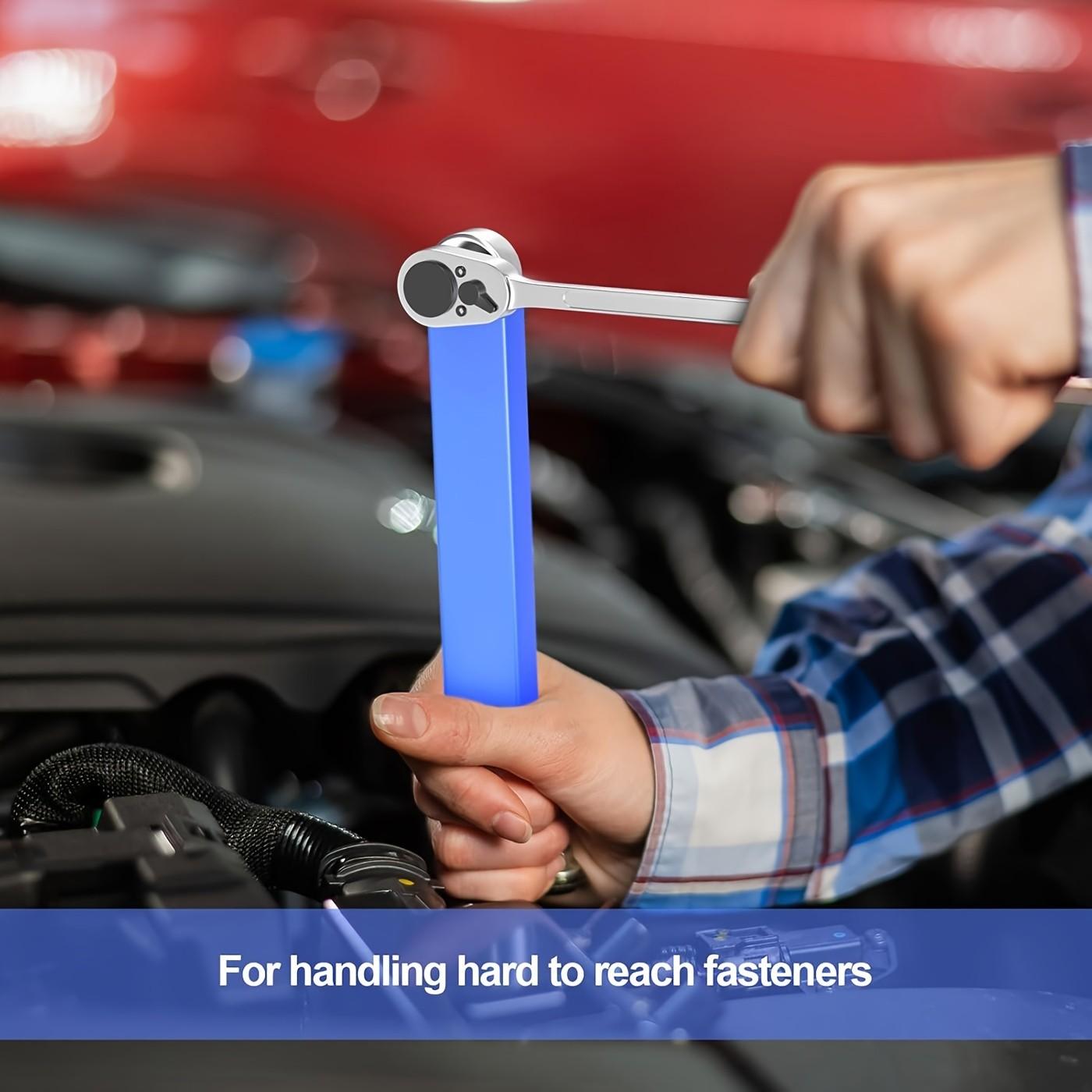 Offset Wrench Set, 15 Inch Impact Offset Wrench Kit, Automotive Offset Wrench, Includes 1/2", 1/4", 3/8" Square Adapters, Ideal for Tight Spaces