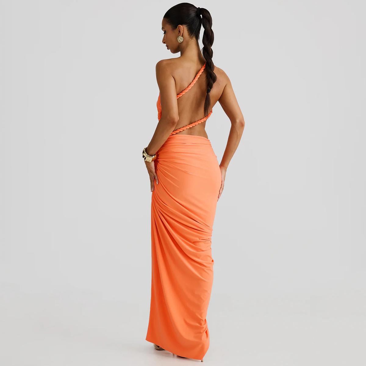 Asymmetric Braided Strap High Slit Maxi Dress Women 2025 Summer & Fall New Sexy Casual Elegant Party Club Dating Dress Beach Vacation Outfits Dresses SpringStatements