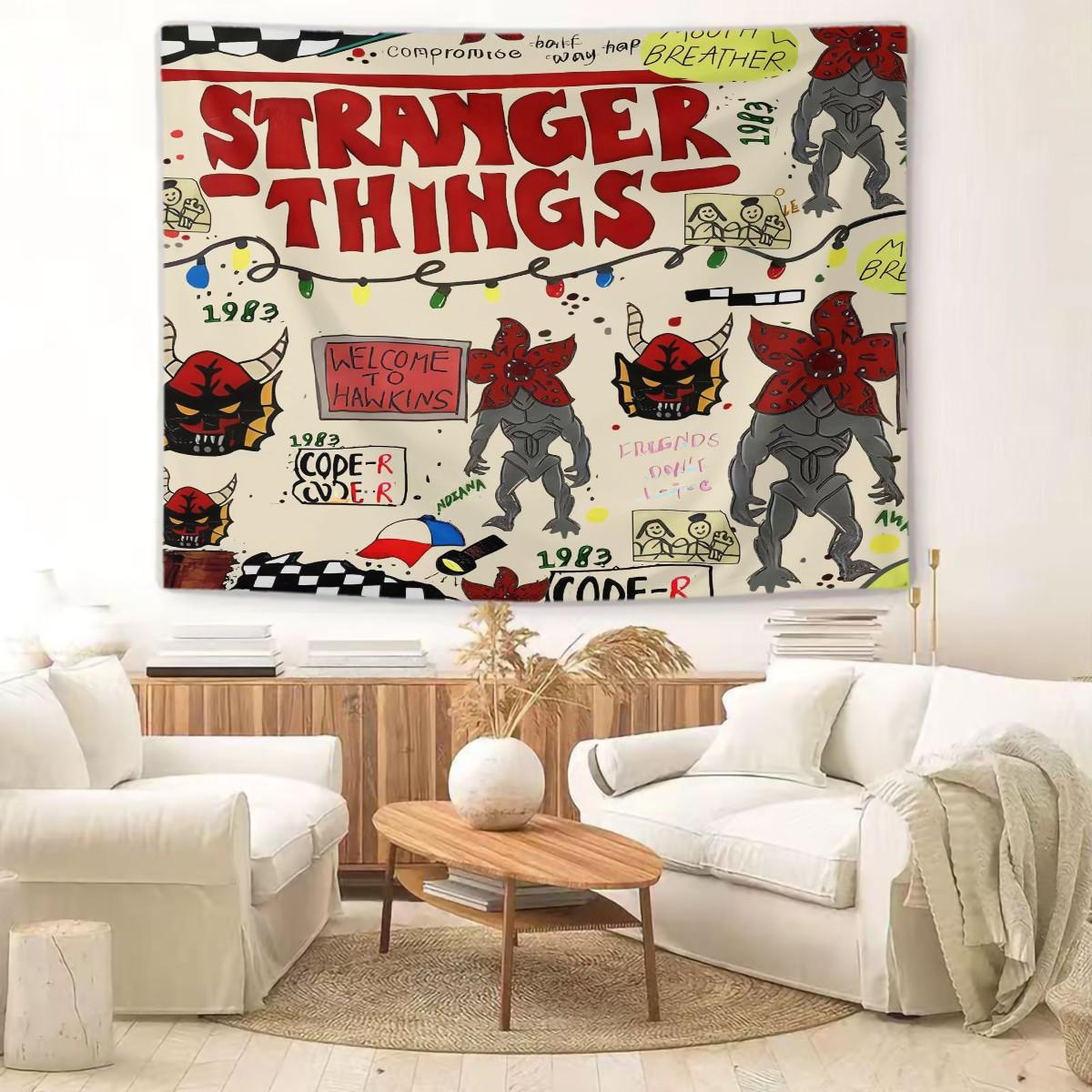 1x Stranger Things Party Backdrop Banner Tapestry Photo Prop Room Wall Decoration Fan Gift Party Supplies Use As Curtains, Tablecloths, Dorm Decor, Picnic Sheets, Blankets, Or Sofa Covers