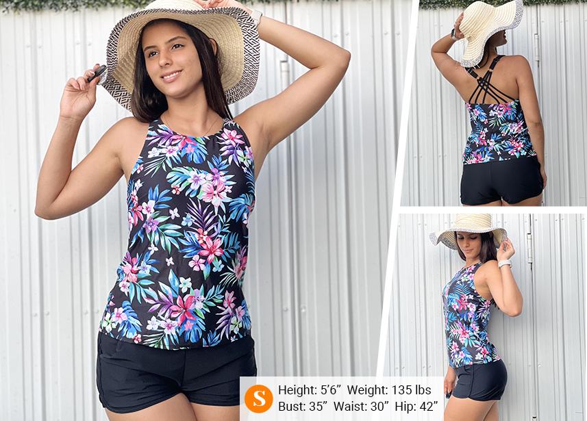 Daci Women Two Piece Tankini Swimsuits - Tummy Control Bathing Suits with Shorts 2026 High Neck Swimwear Two Side Pockets