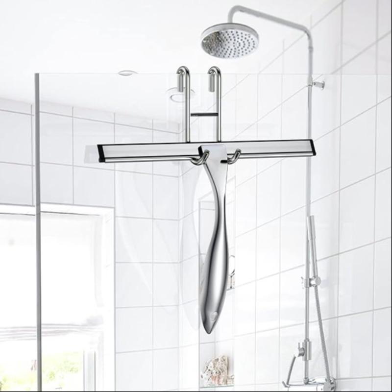 Stainless Steel Multi-Purpose Shower Squeegee, Replaceable Rubber Blade, Handheld Glass Cleaner, Durable Home Cleaning Tool, Squeegee Drying