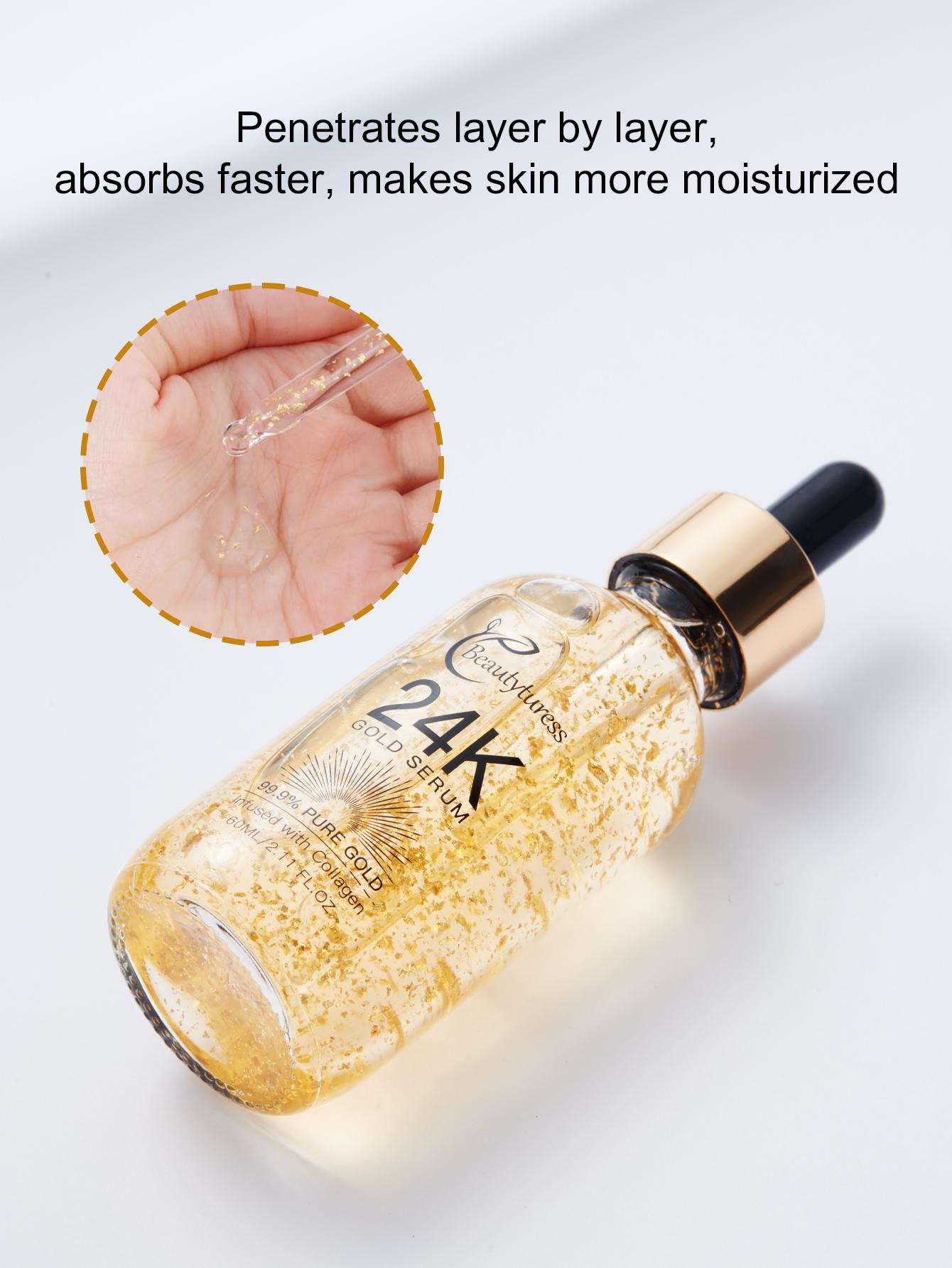 24k Gold Serum with 24k Gold, Collagen, Skin Brightening Skin Tone Softening Skin Pore Controlling Moisturizing Face Serum 24k Gold Serum with 24k Gold, Collagen, Skin Brightening Skin Tone Softening Skin Pore Controlling Moisturizing Face Serum