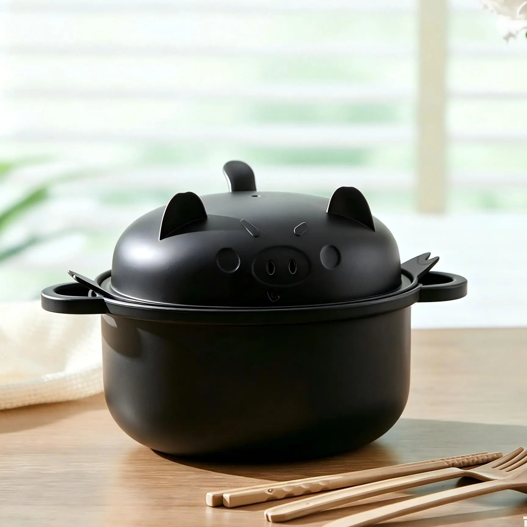 Ramen Noodle Bowl Microwavable 45oz Pig Ramen Cooker with Strainer Lid Handle Spoon Fork Chopsticks for Home Dorm College Office Use Kitchenware 1300ml Thanksgiving tableware Value Pack,Mother's Day Gifts Summer vibes