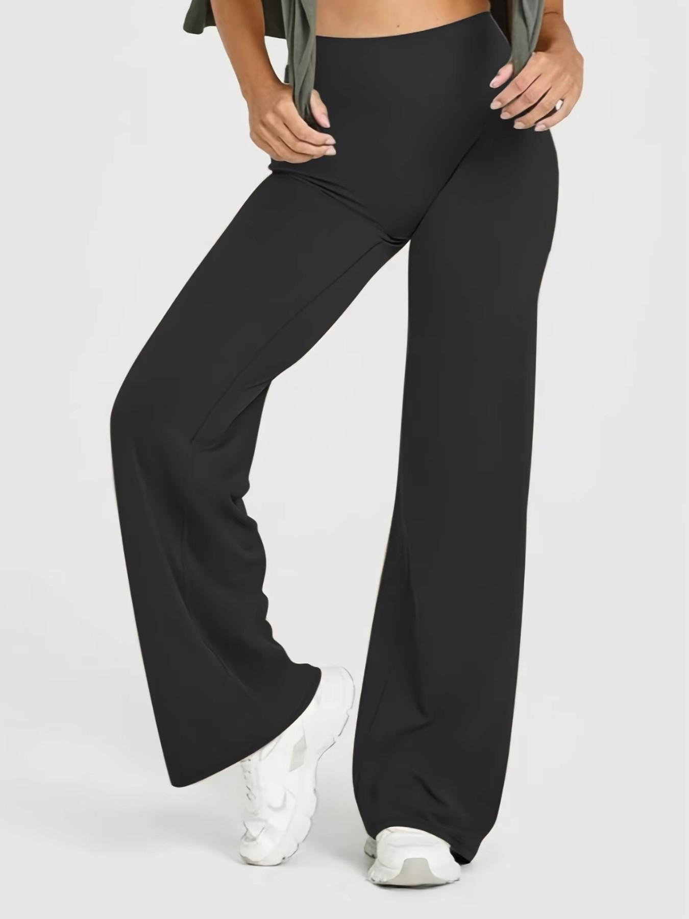 Women's High-Waisted Butt-Lifting Loose Straight Leg Fit Bottom Pants, Stretchy Back V-Shape, Quick-Dry Casual Comfortable Wide Leg Pants, Ideal for Gym and Daily Wear, All Season Trousers, High Waistband Pants