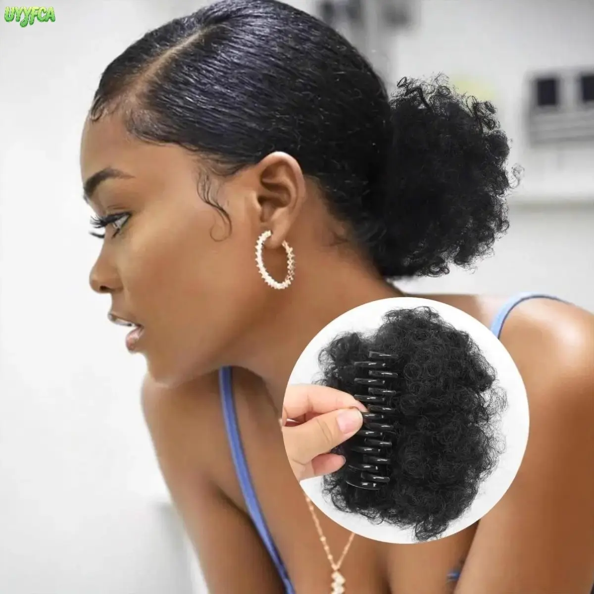 4in Kinky Curly Claw Clip Afro Puff Hair Piece, Synthetic Heat‑Resistant Hair Extension, Fluffy Messy Bun Ponytail Accessory, Easy Install Hairpiece For Daily Wear, Parties And Special Occasions