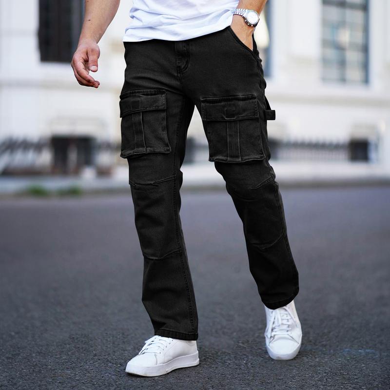 GINGTTO Men's Jeans Stretch Baggy Wide Leg Denim Pants Hip Hop Streetwear Carpenter Jean with Cargo Pockets