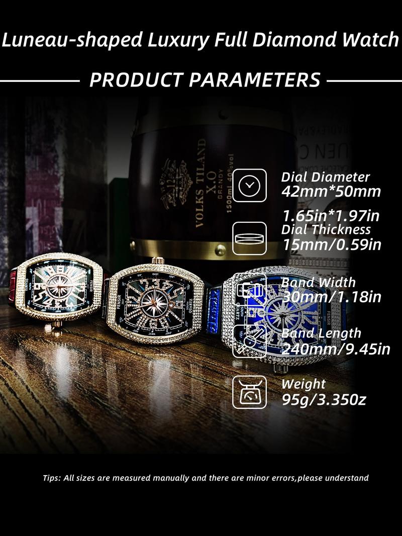 Luxury Full Diamond Watch - Unisex Quartz Watch with Large Dial Diamond-Encrusted Royal Style Gift Box Packaging Perfect Gift for Holiday Luxury Full Diamond Watch - Unisex Quartz Watch with Large Dial Diamond-Encrusted Royal Style Gift Box Packaging Perfect Gift for Holiday