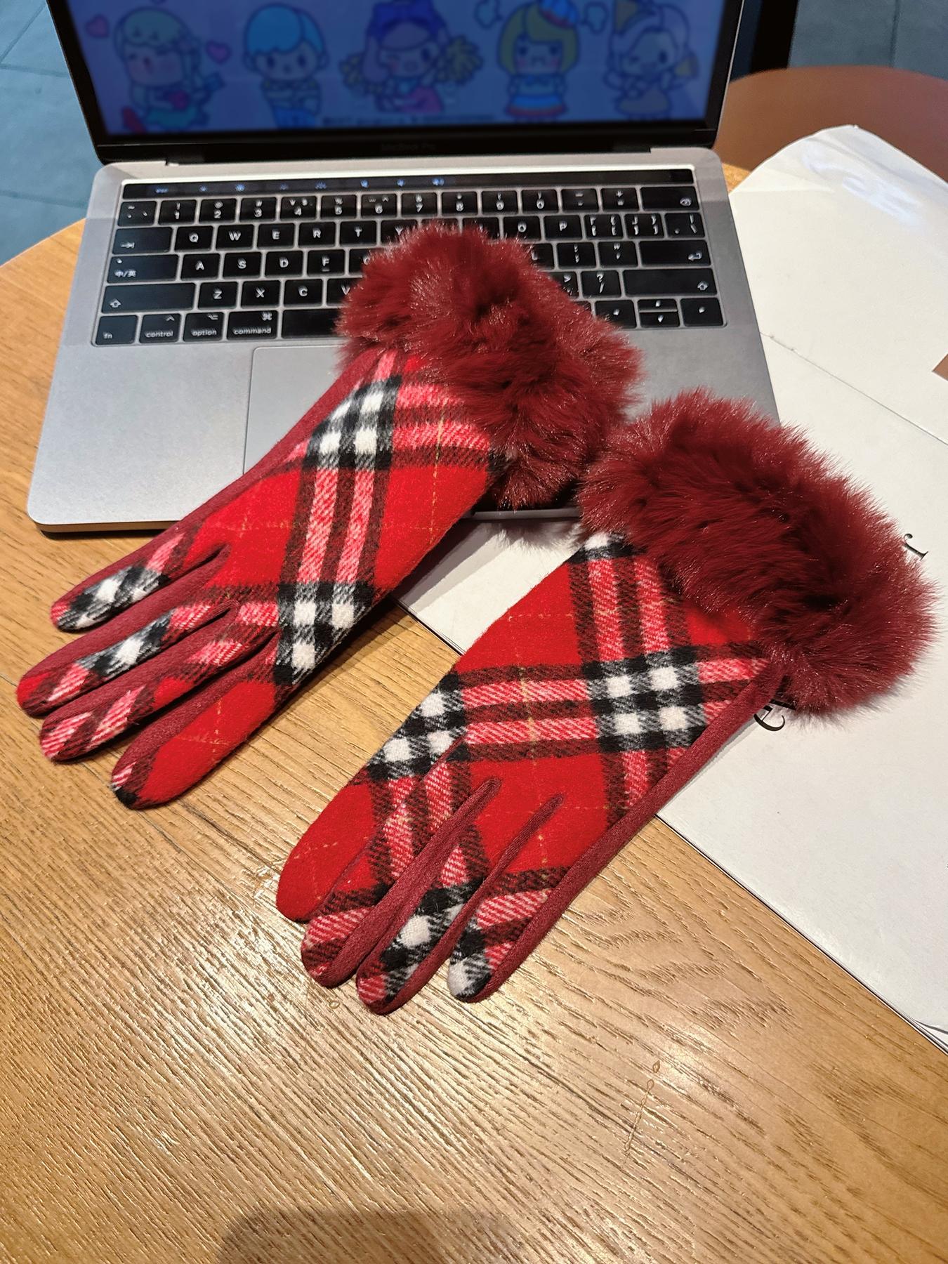 Women's Thickened Winter Gloves, Windproof & Warm Cycling Mitts, British Style Fall & Winter Handwear, 1pcs