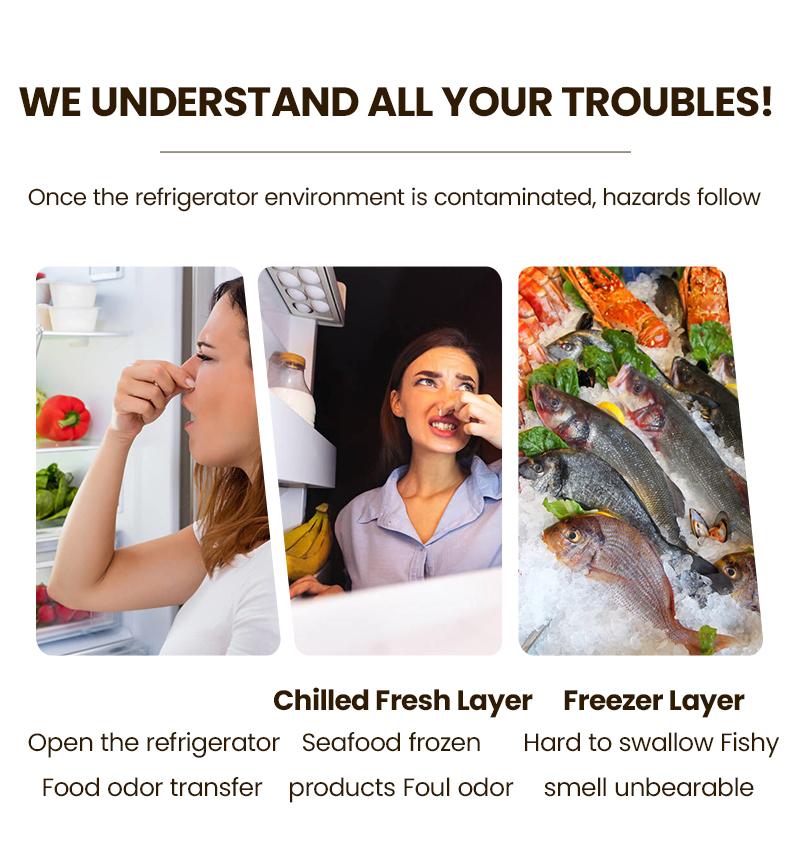 Reusable Fridge and Freezer Deodorizer Unscented Activated Carbon Formula Eliminates Odors Absorbs Moisture Ideal for Refrigerators Freezers Coolers Closets and Trash Can Long-Lasting Performance Universal Fit Extended Food Freshness