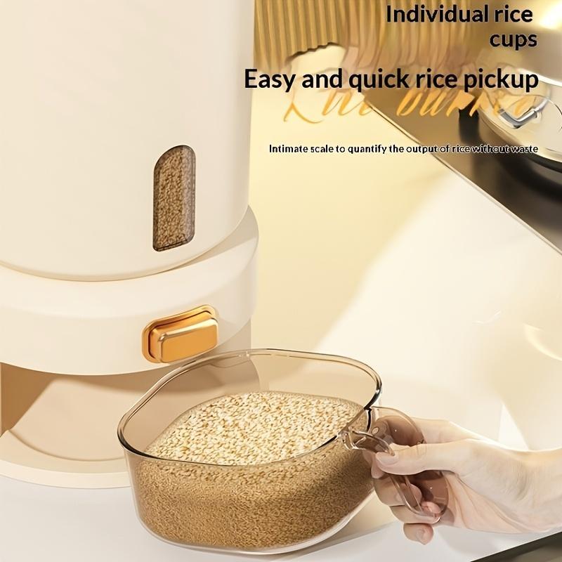 22 Lb/10kg Large Capacity Rice Container with Measuring Cup and Time Markings - Plastic Grain Storage Bin - Airtight,, Moisture-Proof Flour Storage Container, Rice Bin, Storage Container for Flour, Grains, Beans, Pet Food, Cat Food, Dog