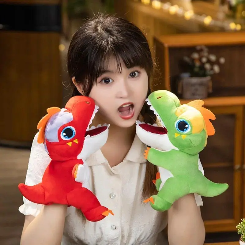 Kawaii Look Plush Dinosaur Hand Finger Puppets, Educational Stuffed Toys, Tyrannosaurus Gift Dolls for Babies