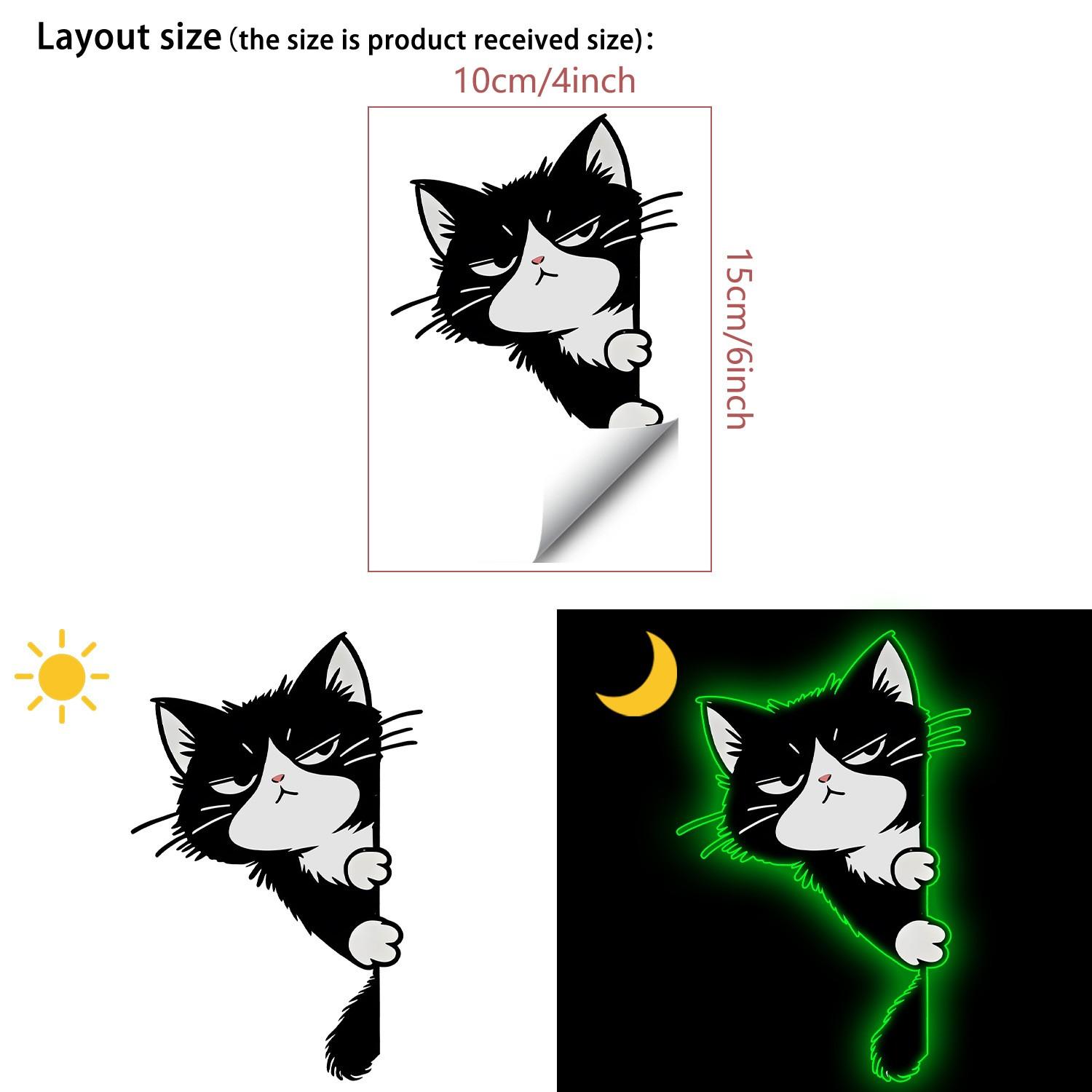 2 Pack Glow-In-The-Dark Cat Switch Wall Sticker, Luminous Waterproof Kitty Pattern Decals, Fun Decor for Bedroom & Living Room
