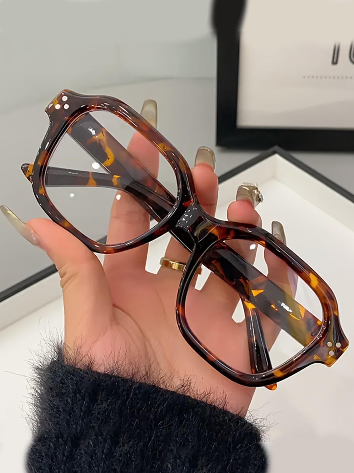 Unisex Square Frame Glasses, Blue Light Blocking Reading Glasses, Casual PC Material, All-Season Daily Use, Decorative Letters Pattern