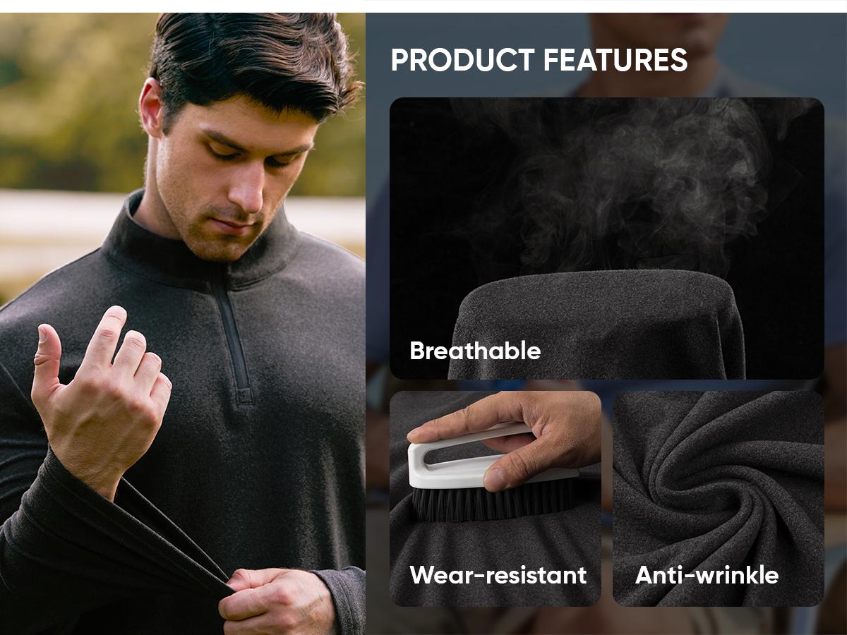 JMIERR Men's 2026 Casual Quarter Zip Pullover Sweatshirts Stretch Fall Polo Plush Long Sleeve Shirt Comfy Underwear