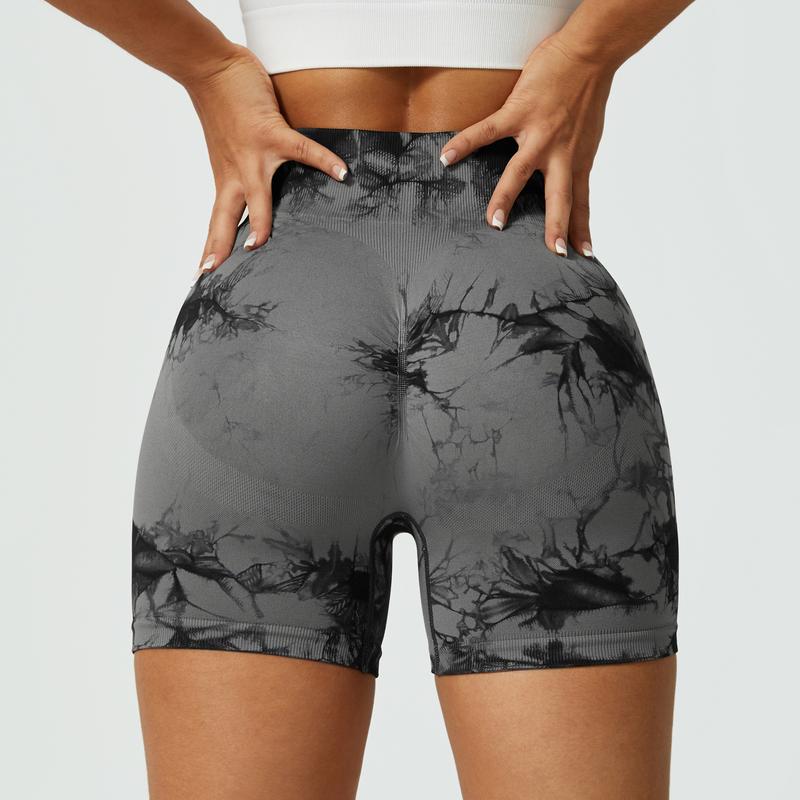 NcmRyu Women's Tie-Dye Booty-Lifting Shorts - Buttery Soft 4-Way Stretch Anti-Roll Waistband Breathable Activewear Yoga Gym Streetwear women