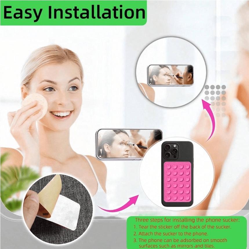 3 Pack Silicone Suction Cup Phone Mount Sticker Strong Adhesion Reusable Washable Stick on Phone Grip Holder Compatible with All Phones Smooth Surfaces