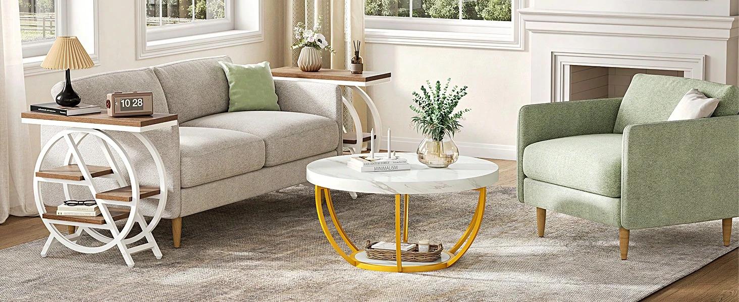 4-Tier End Table for Living Room, Narrow Side Table with Storage, Rustic Brown Wood Sofa Table with Metal Frame, Industrial Nightstand & Bedside Table for Bedroom, Space-Saving Storage Organizer