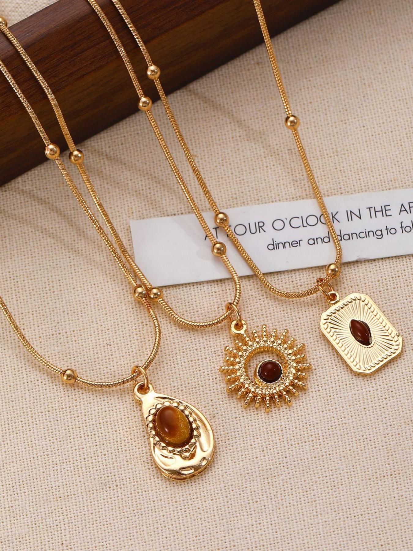 Meleard Tiger Eye Stone Necklace, High-End Unique Shirt Accessory Vintage Pendant Necklace, Suitable for Daily Wear