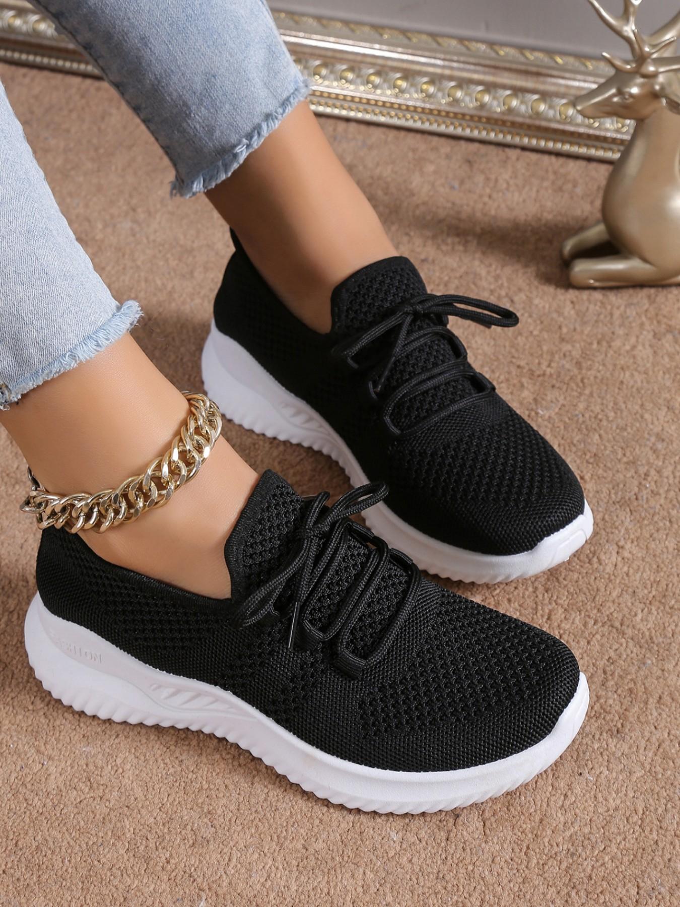 Women's Slip-On Sports Shoes, Breathable Textile Upper, Lightweight Rubber Sole, Casual All-Season Footwear, Durable Laces for Daily Use