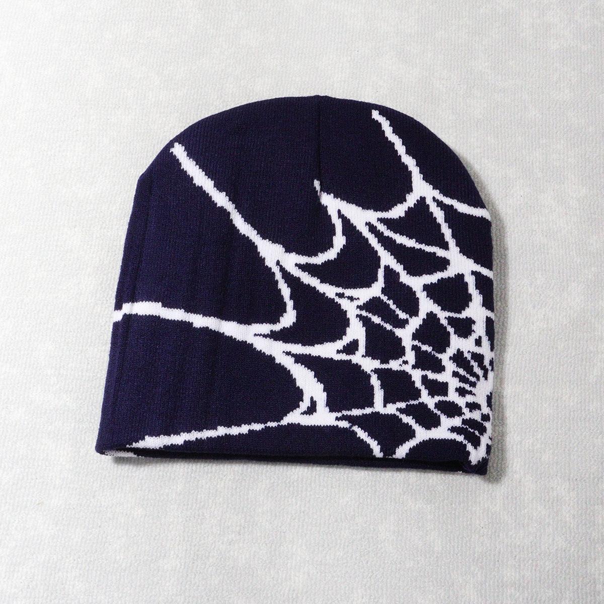 2026 New Spider Web Y2K Jacquard Knitted Beanie, European-American Trend Winter Hat, Sports & Outdoor Accessories for Women, Beanies
