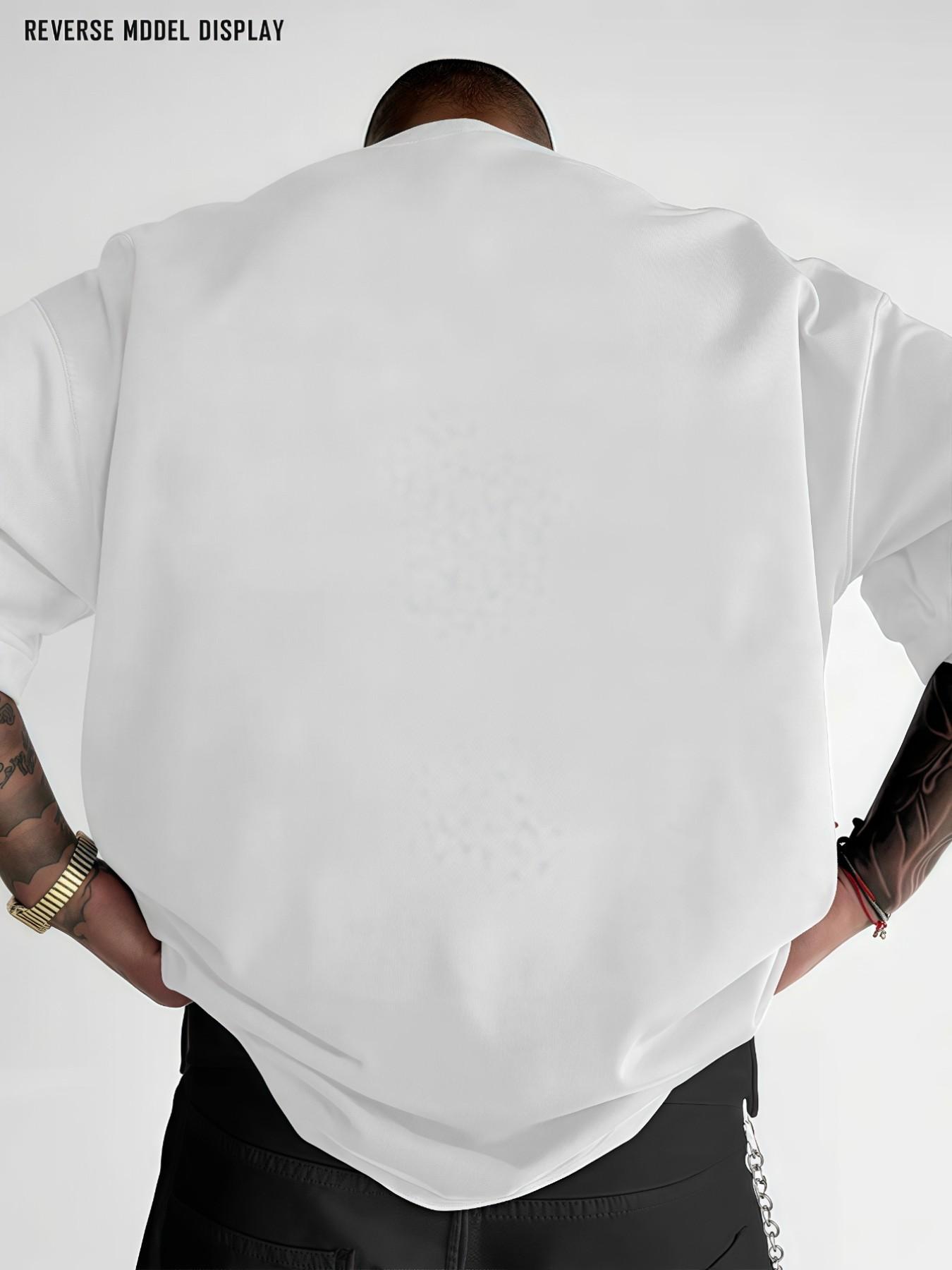 Men's Vintage Street T-Shirt, Fun Letter Ellesse Pattern Print, Loose Round Neck, Lightweight Comfort, Casual Wear for All Seasons