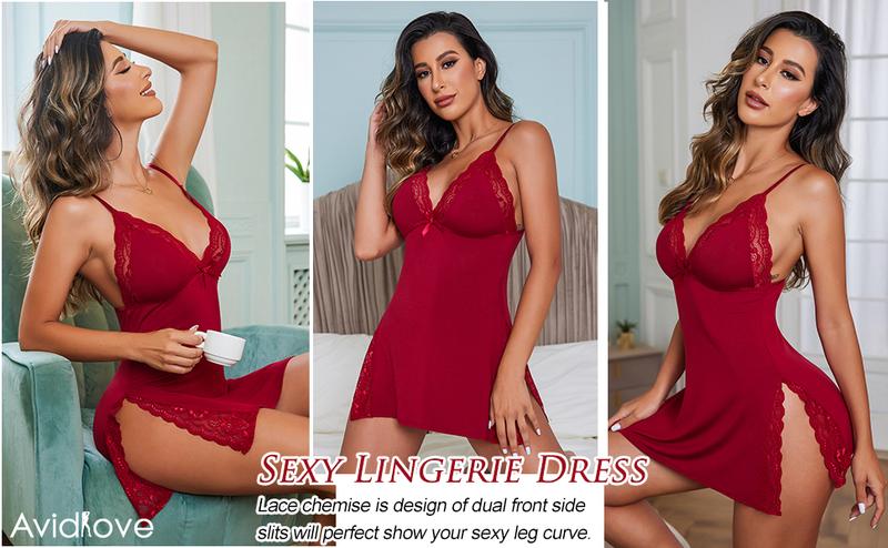 Avidlove  women's lingerie elegant nightwear spaghetti strap nightgown Plus lingerie