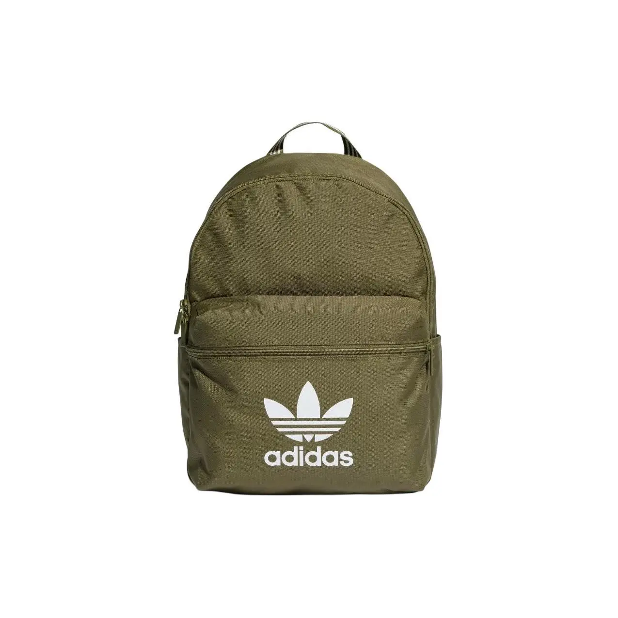 Adidas Originals Recycled Polyester Twill Backpack for Men and Women – Classic Zip Closure, Olive Green