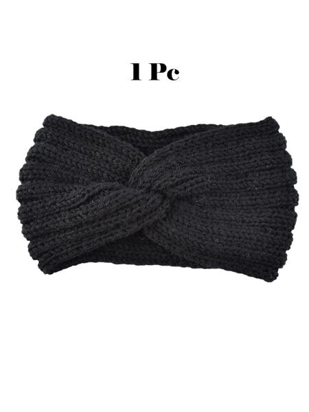 Knitted Cross Yarn Headband Set, Handmade Thickened Ear Protection Hat, Fashion Warm Hair Accessory for All Seasons