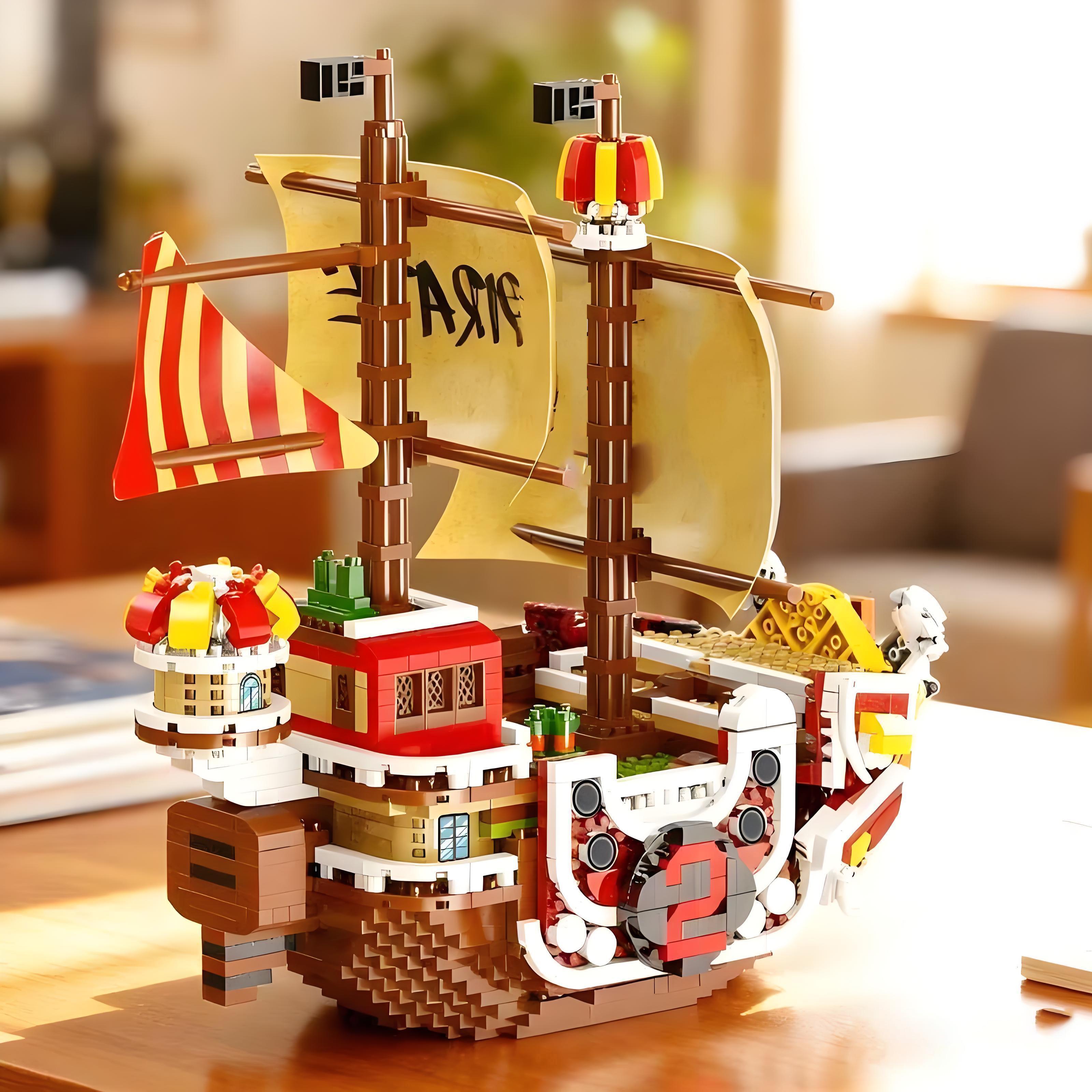 One Piece Ship Model Wano Country Building Blocks Set, Anime Design, Detailed Pirate Boat Toy, Perfect Gift for Anime Fans & Collectors, Building Block Sets