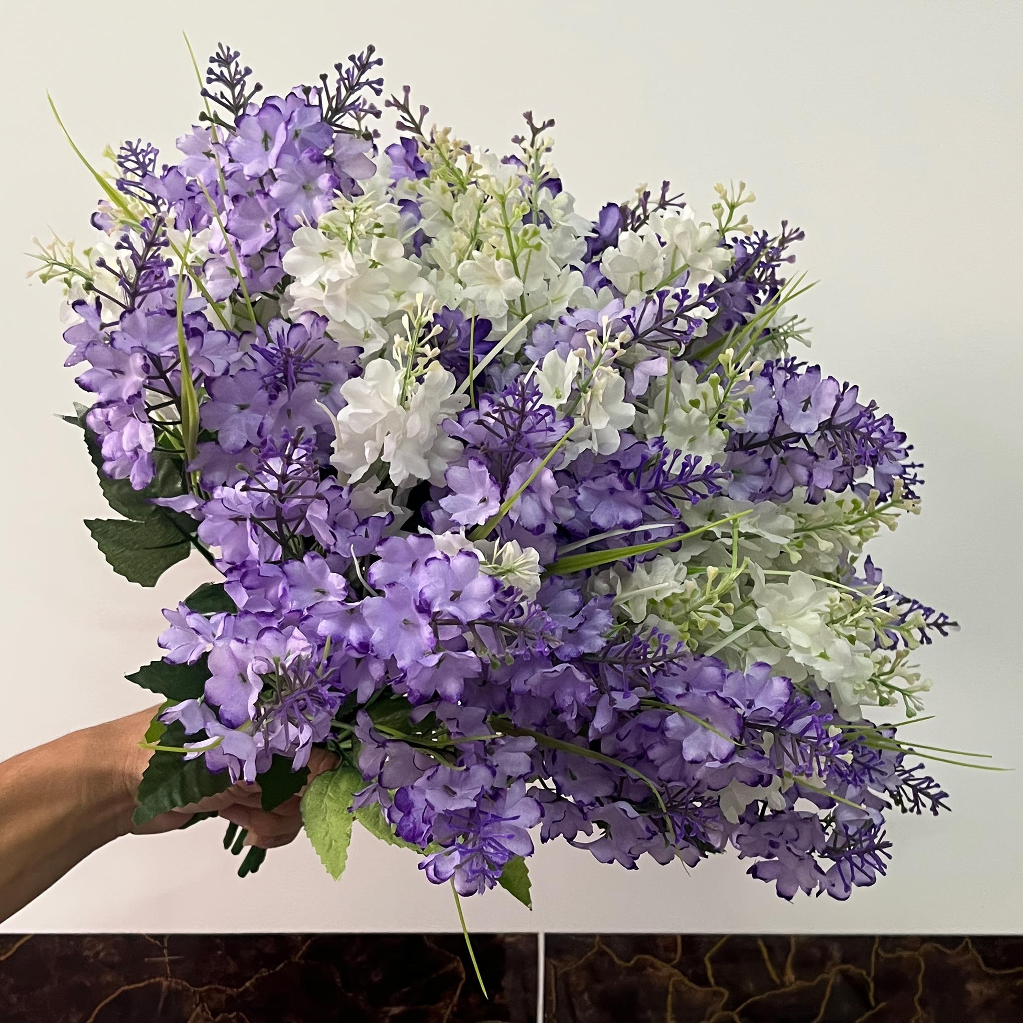 A Bouquet of 30 Artificial Flowers in White And Purple Hyacinths, Fade-Resistant And Low-Maintenance for Outdoor Use, Suitable for Indoor And Outdoor Weddings, Gardens, Offices, And Parties | Spring And Summer Decorative Floral Arrangements