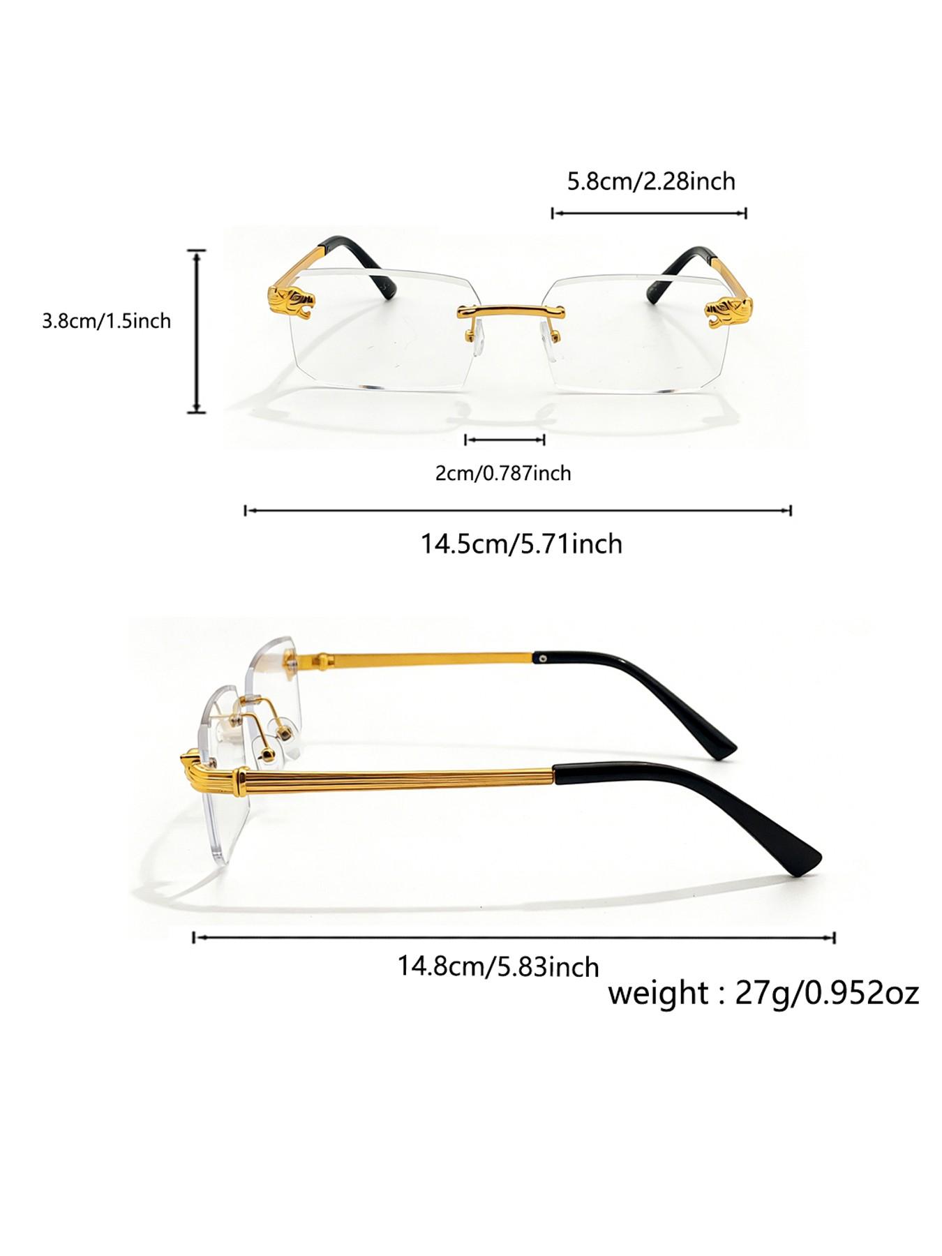 Unisex Business Style Rimless Eyeglasses, Vintage Anti-blue Light Rectangle Eyeglasses for Everyday Use, Fashion Accessories for Outdoor Activities