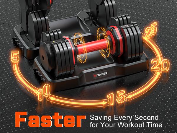 Bearbro Adjustable Dumbbells Set, 1-Sec Adjustable Weights Dumbbells Set, 5 in 1 Free Adjustable Dumbbell Set with Anti-Slip Texture Handle, Weight Set For Home Gym Suit both Men and Women