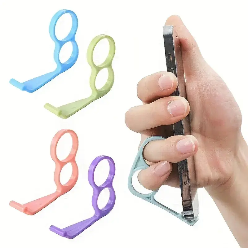 4 Pack Multicolor Phone Grip Holder, Plastic Anti-Slip Handheld Phone Auxiliary Hook, Dual-Use Desktop & Hand Grip Stand, Random Color Practical Phone Accessory