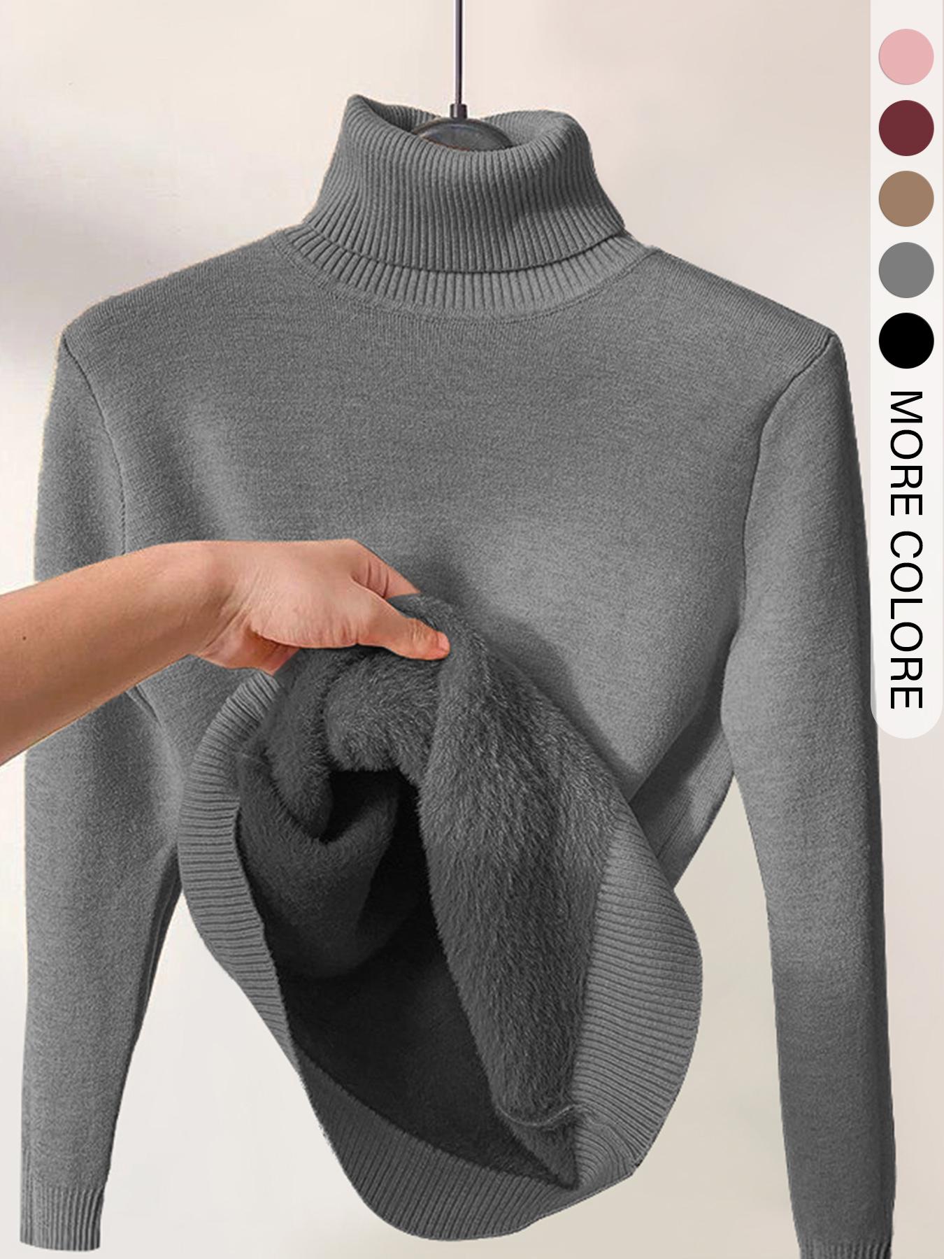 Women's Plain High Neck Sweater, Casual Long Sleeve Jumper for Fall & Winter, Fashion Ladies' Knitwear for Daily Wear