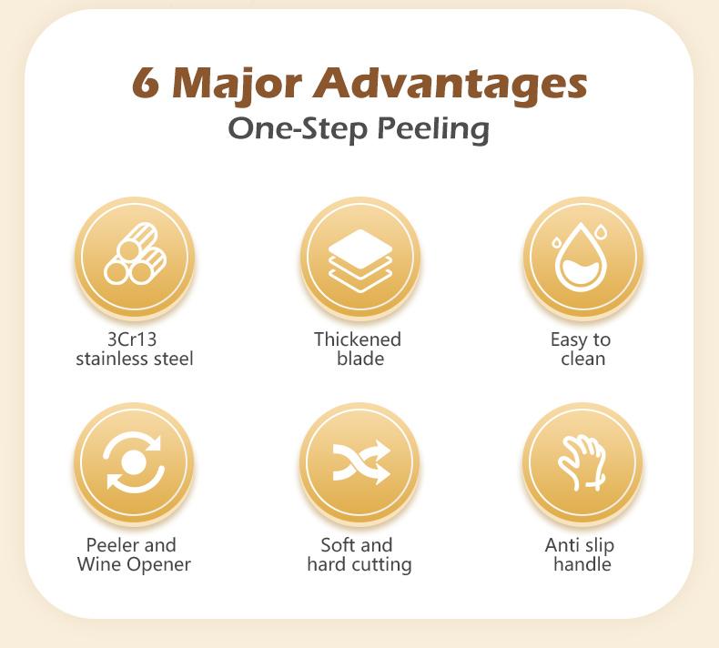 2-in-1 Vegetable & Fruit Peeler with Stainless Steel Blade and Bottle Opener, Wooden Handle Kitchen Tool for Potatoes, Apples, Zucchini, Papaya & Pumpkin 2-in-1 Vegetable & Fruit Peeler with Stainless Steel Blade and Bottle Opener, Wooden Handle Kitchen Tool for Potatoes, Apples, Zucchini, Papaya & Pumpkin