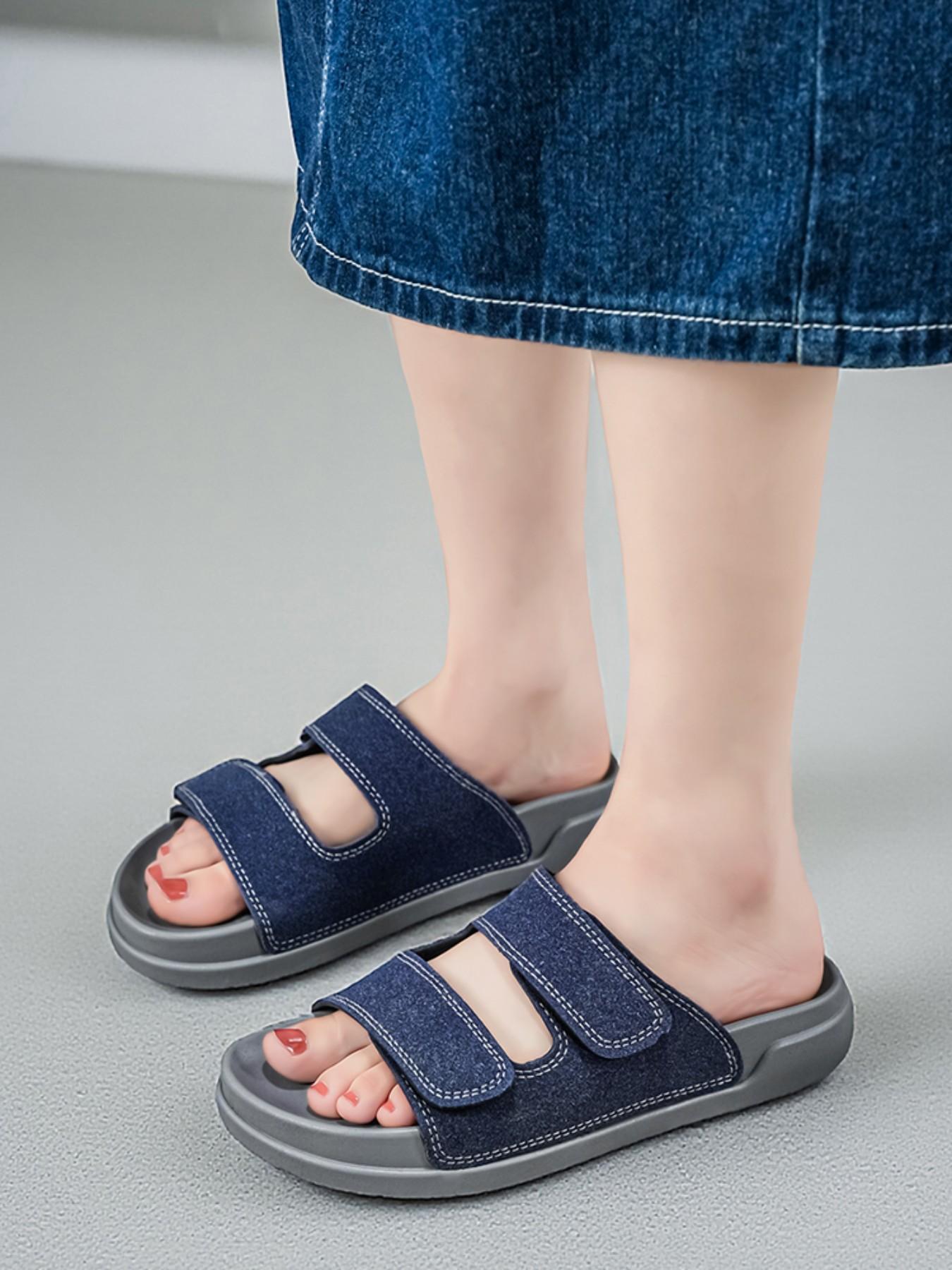 Unisex Faux Fur Slip-On Sandals, Soft Sole Beach Shoes for Summer, Casual Outdoor Footwear, Comfortable & Stylish Design