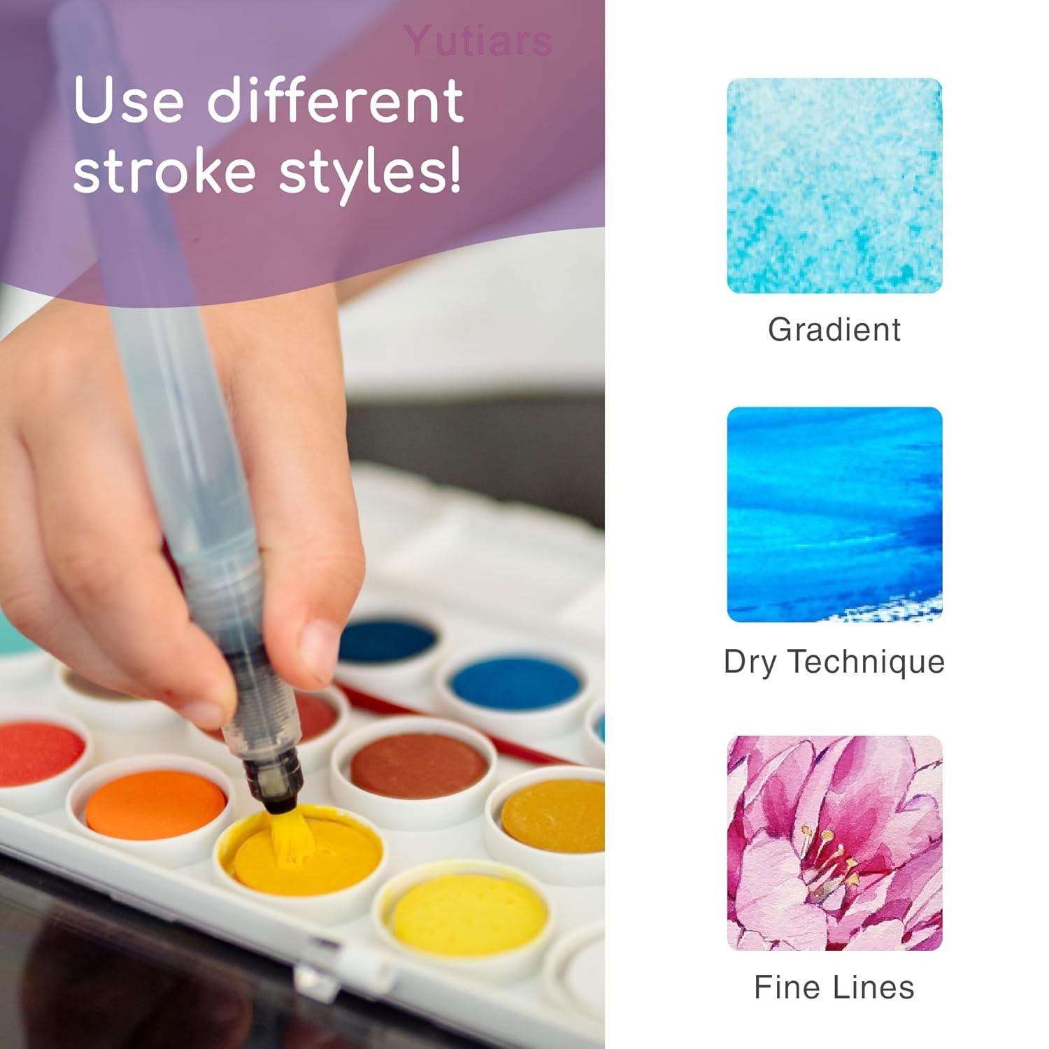 6PCS Water Brush Pens for Watercolor, Water Color Pen, Watercolor Paint Pens, Refillable Water Paint Brush ，Watercolor Pens