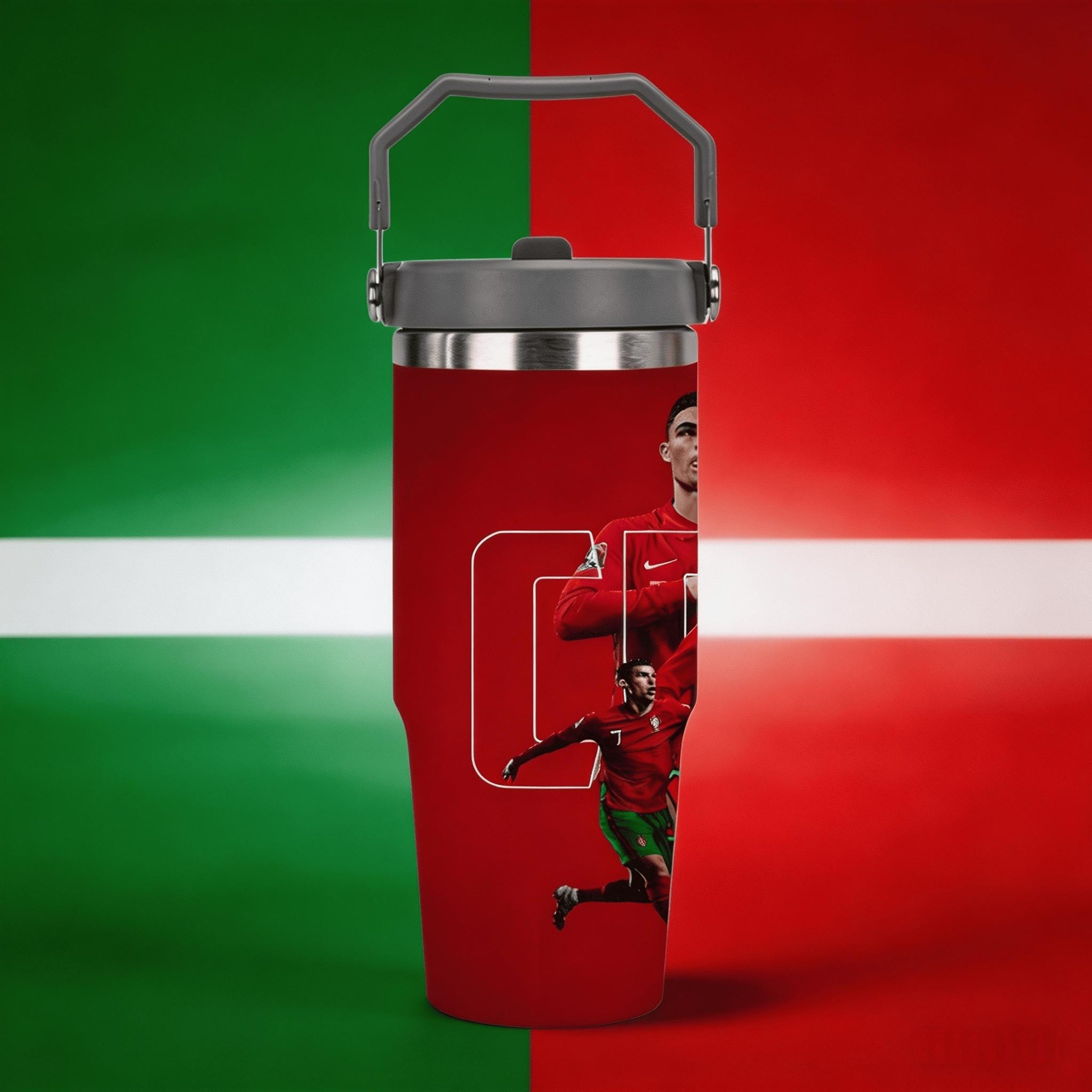 1pc 30oz stainless steel large-capacity car water bottle, Number 7 jersey Pattern，for Cristiano Ronaldo fans.for football enthusiasts. various patterns to choose from, fan gift, Outdoor camping Coffee Cups & Mugs