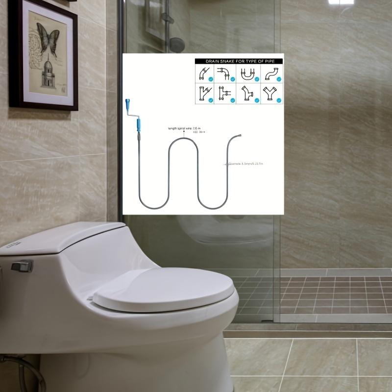 2pcs Flexible Drain Cleaning Tool Sewer Unclogger with Coiled Spring Design, Metal Coil for Easy Pipe Cleaning, No Battery Required, Blue Handle, Hand Crank Design, Longlasting Material, Drain Clog Remover