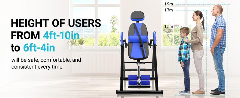 YOLEO Gravity Heavy Duty Inversion Table for Pain Relief Therapy with Headrest & Adjustable Protective Belt Back Stretcher Machine