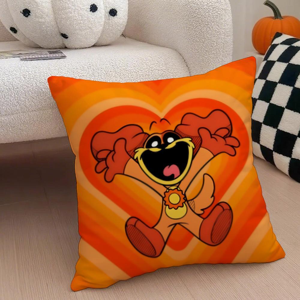 Hot Classic Horror Eerie American Video Game P-Poppy Playtime Pillow Case Anti-dustmite Pillowcase  Sofa Cushion Cover with Invisible Zipper Silky Short Plush Polyester Microfiber Fabric White Available in Standard Queen King Sizes for Home Bed Use