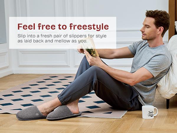 EverFoams Men's Cotton Knit Slippers Lightweight Memory Foam Indoor House Shoes with Anti-Skid Sole EverFoams Men's Cotton Knit Slippers Lightweight Memory Foam Indoor House Shoes with Anti-Skid Sole