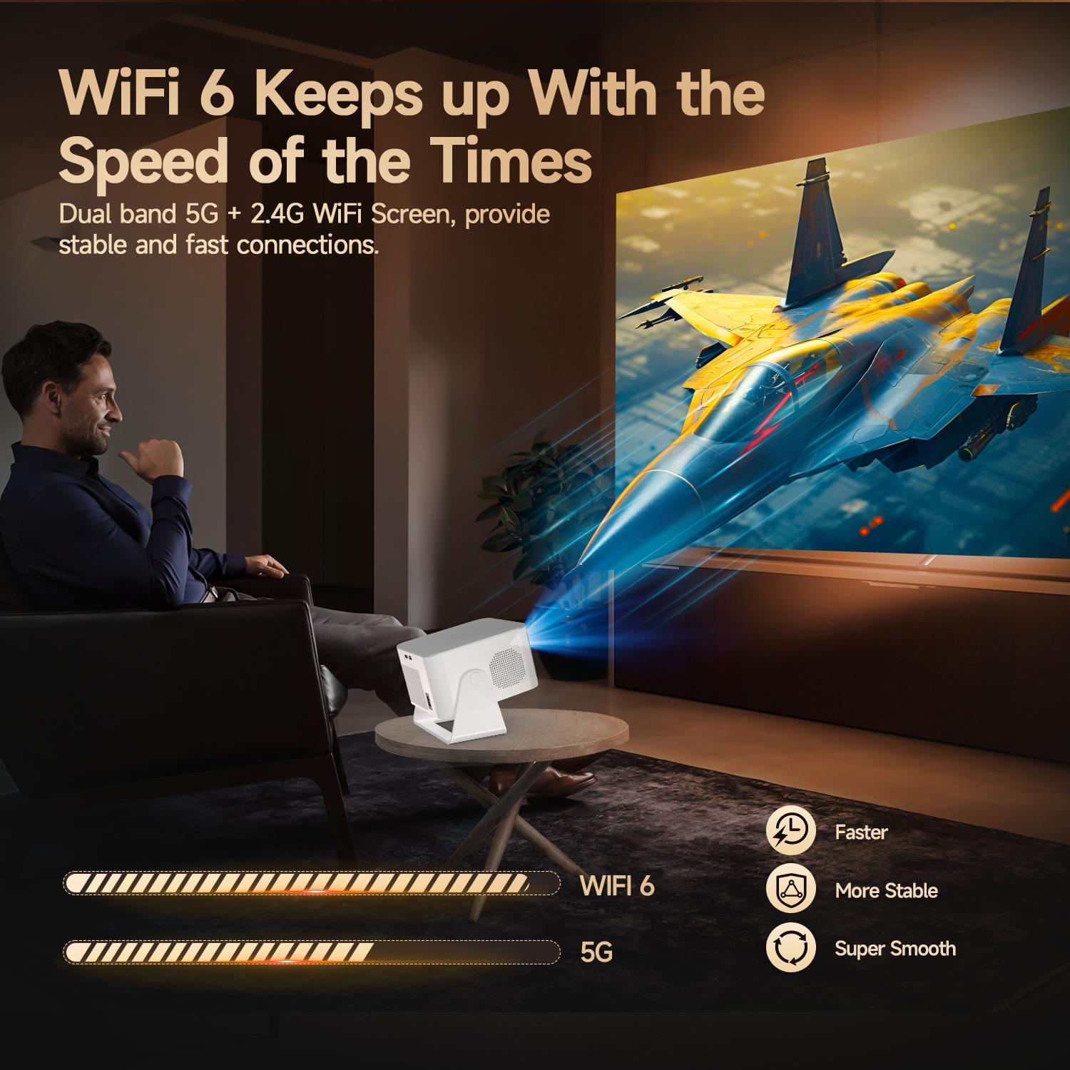 Magcubic HY350MAX 900ANSI Auto Focus Projector 8K Decode Android 14 Allwinner H726 Built-in 15W HiFi Speaker Dual WiFi6 BT5.4 Native 1080P 1.0:1 short Throw Portable Smart Projector For Home Cinema Movie Night