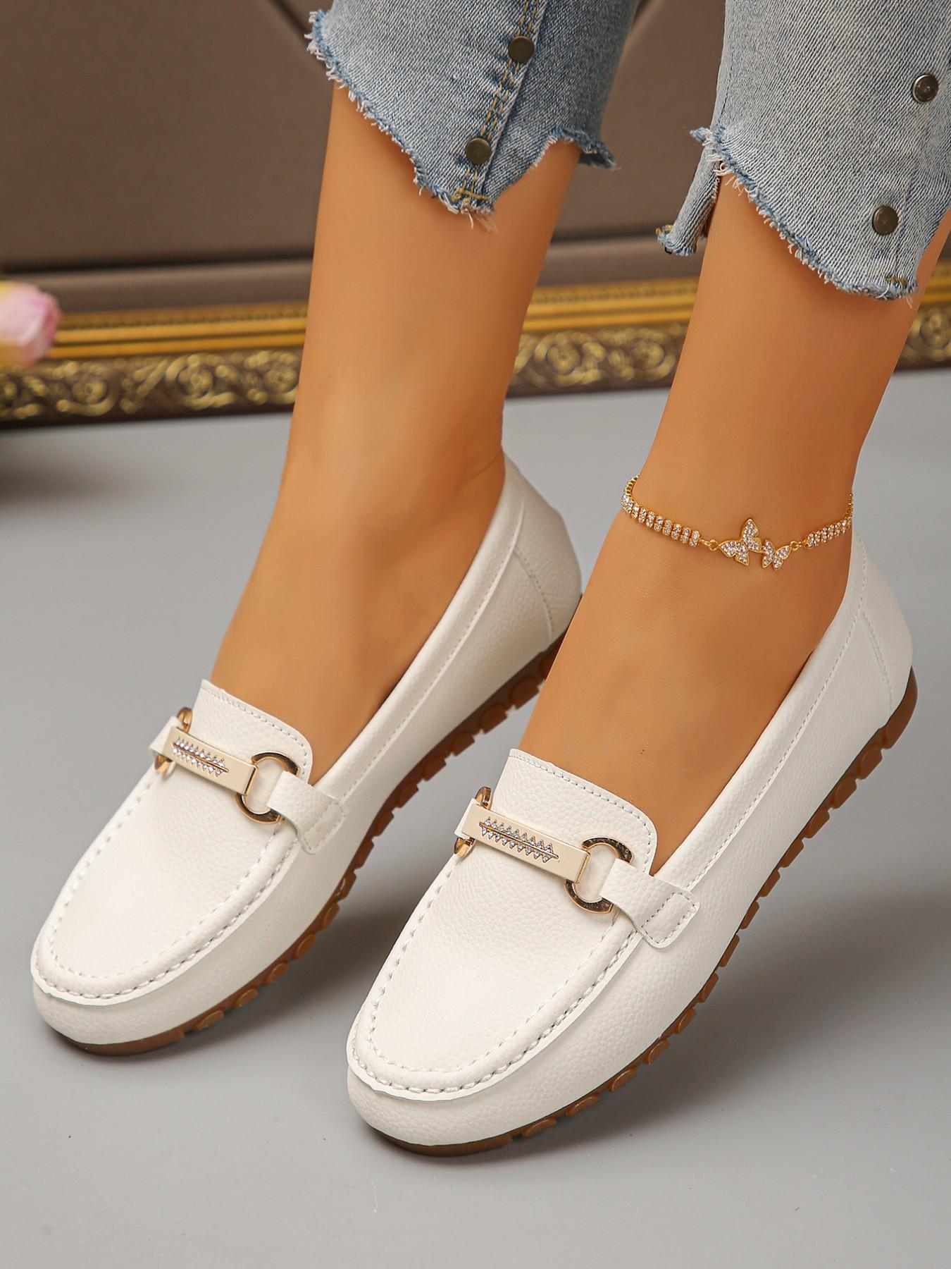 Women's Fashion Leopard Print Round Toe Low Top Design PU Leather Buckle Oxford Shoes, Soft Rubber Sole, Slip-On, Multi-Color Options