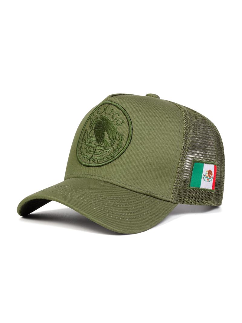 Mexico Flag Design Baseball Cap, Casual Outdoor Sports Hat for Men & Women, Adjustable Sun Protection Cap for Daily Wear, Embroidery Adjustable Hat