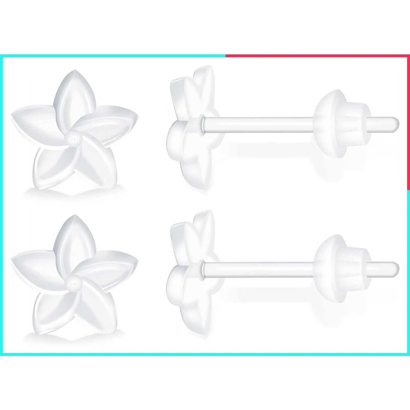 6 Pairs Clear Invisible Plastic Post Earrings for Sensitive Ears – Perfect for Sports & Work